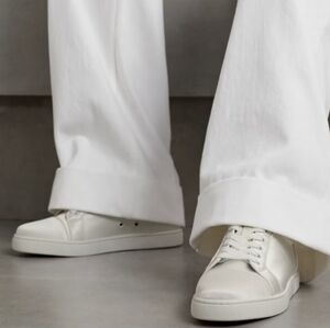 CHRISTIAN LOUBOUTIN Vieira Orlato Crepe Satin Sneakers Ivory EU 38 US 8 Org $795